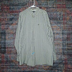 ARIAT PRO mens green blue brown plaid vented Cowboy Rodeo button shirt XL EUC